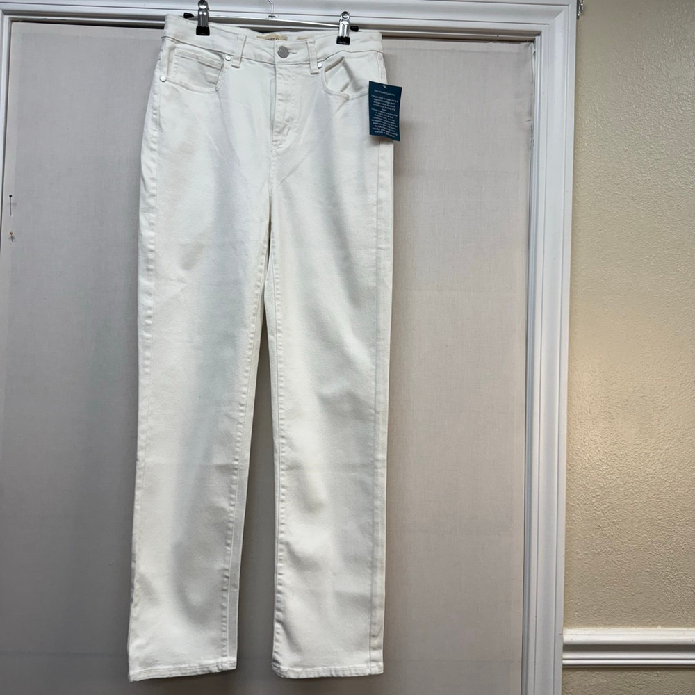 Women's Coldwater Creek Cream ShapeMe High Rise Straight Leg Jeans Size 4